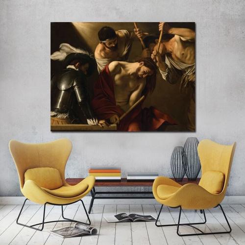 Πίνακας σε καμβά Caravaggio - The Crowning with thorns 132x100 Τελαρωμένος καμβάς σε ξύλο με πάχος 2cm
