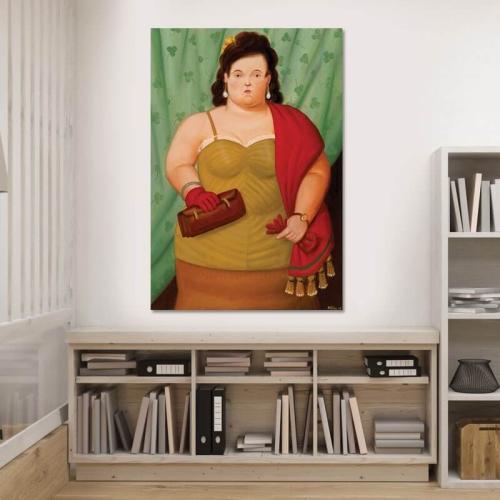 Πίνακας σε καμβά Fernando Botero - Woman with her Purse 30x44 Τελαρωμένος καμβάς σε ξύλο με πάχος 2cm