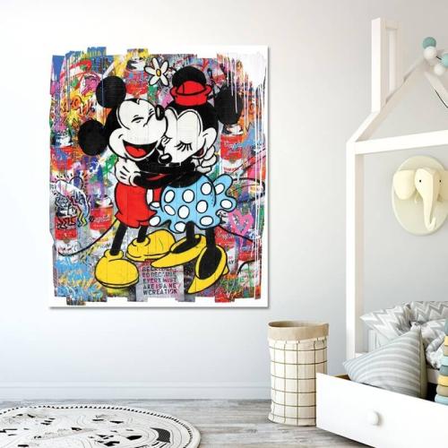 Πίνακας σε καμβά Mickey-Minnie 120x143 Τελαρωμένος καμβάς σε ξύλο με πάχος 2cm
