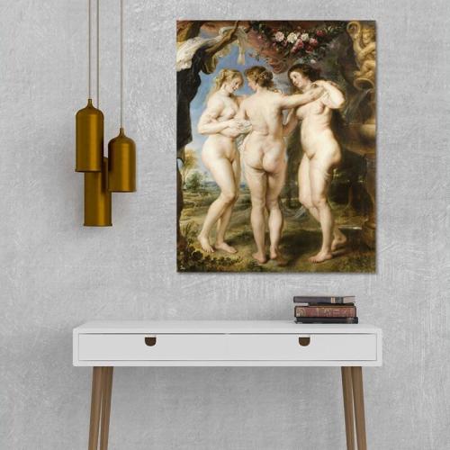 Πίνακας σε καμβά Peter Paul Rubens - The Three Graces 30x38 Τελαρωμένος καμβάς σε ξύλο με πάχος 2cm