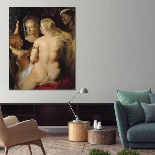 Πίνακας σε καμβά Peter Paul Rubens - Venus at a Mirror 30x38 Τελαρωμένος καμβάς σε ξύλο με πάχος 2cm