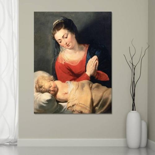 Πίνακας σε καμβά Peter Paul Rubens - Virgin in Adoration before the Christ Child 50x66 Τελαρωμένος καμβάς σε ξύλο με πάχος 2cm