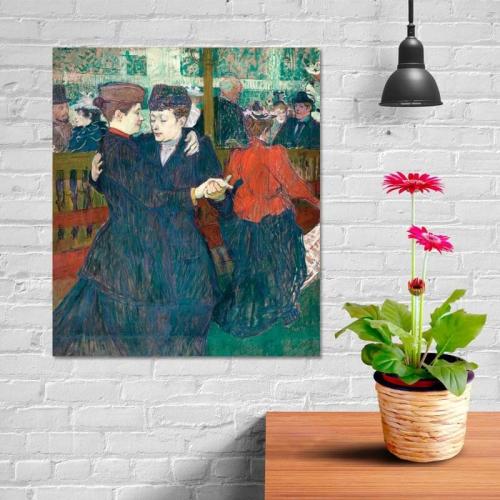 Πίνακας σε καμβά Toulouse Lautrec - At the Moulin Rouge Two Women Waltzing 80x93 Τελαρωμένος καμβάς σε ξύλο με πάχος 2cm