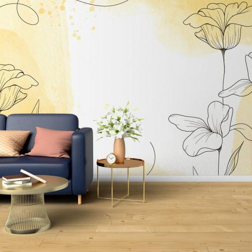 Ταπετσαρία τοίχου Orange watercolor flowers 180x120 Ύφασμα