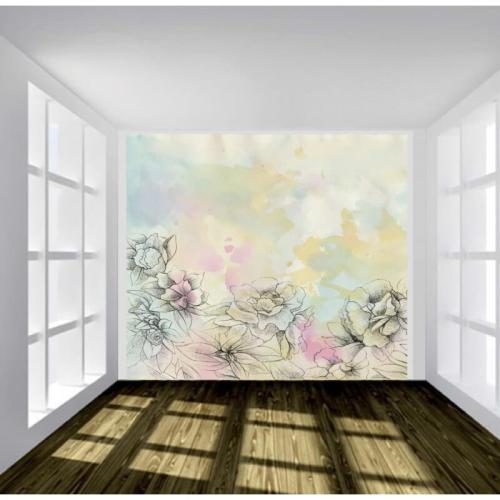 Ταπετσαρία τοίχου Λουλούδια με χρώματα 100x100 Ύφασμα