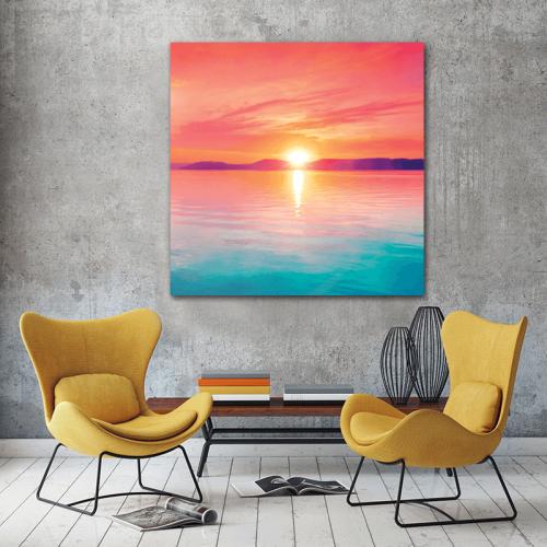 Πίνακας σε καμβά με Χαλαρωτικό Ηλιοβασίλεμα 40x40 Τελαρωμένος καμβάς σε ξύλο με πάχος 2cm