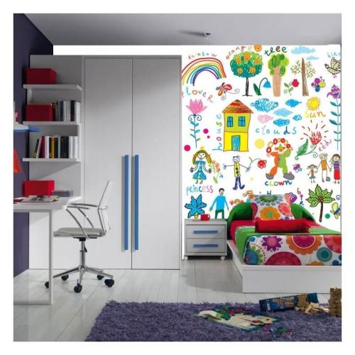 Ταπετσαρίες τοίχου Παιδικές ζωγραφιές 140x140 Ύφασμα