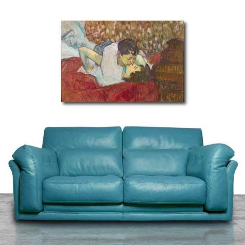 Πίνακας σε καμβά Toulouse Loutrec - The Kiss 75x50 Τελαρωμένος καμβάς σε ξύλο με πάχος 2cm