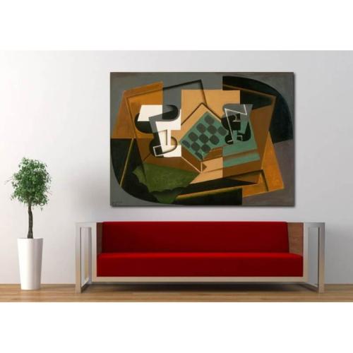 Πίνακας σε καμβά Juan Gris Chessboard Glass and Dish 130x195 Τελαρωμένος καμβάς σε ξύλο με πάχος 2cm