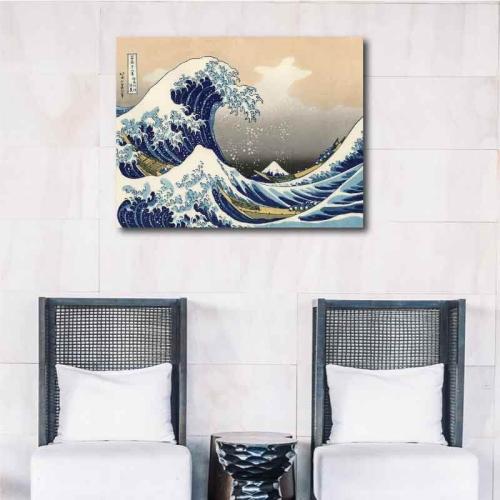 Πίνακας σε καμβά Katsushika Hokusai - The Great Wave off Kanagawa 73x50 Τελαρωμένος καμβάς σε ξύλο με πάχος 2cm