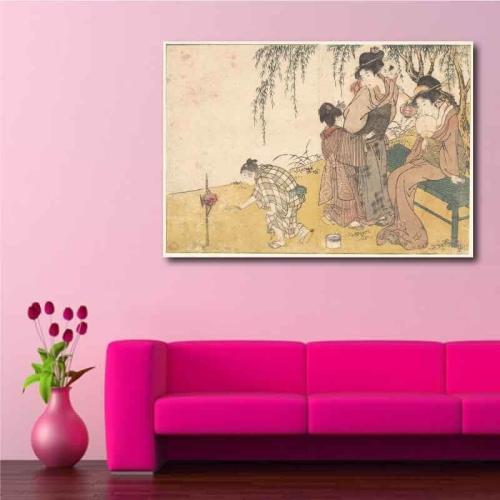 Πίνακας σε καμβά Kitagawa Utamaro - A Child Lighting Fireworks (1801) 130x90 Τελαρωμένος καμβάς σε ξύλο με πάχος 2cm