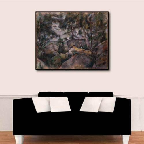 Πίνακας σε καμβά Paul Cezanne - Rocks in the Forest(1890) 120x150 Τελαρωμένος καμβάς σε ξύλο με πάχος 2cm