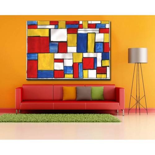 Πίνακας σε καμβά Piet Mondrian geometrical painting 30x45 Τελαρωμένος καμβάς σε ξύλο με πάχος 2cm