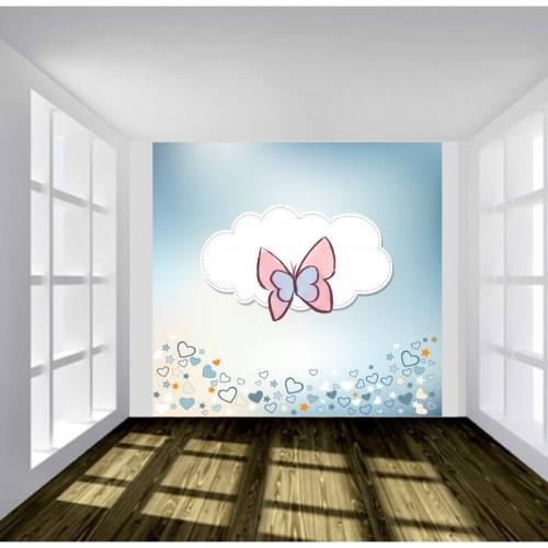 Ταπετσαρία τοίχου Σχέδιο με πεταλούδα 160x160 Ύφασμα