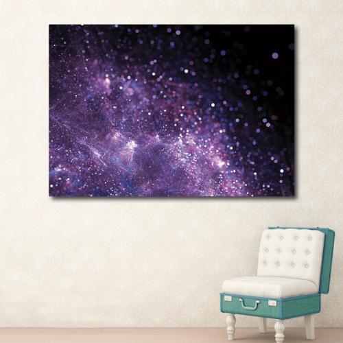 Πίνακας σε καμβά μωβ γαλαξίας 100x150 Τελαρωμένος καμβάς σε ξύλο με πάχος 2cm