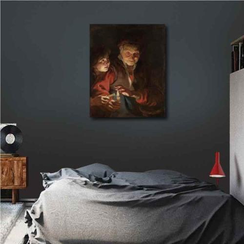 Πίνακας σε καμβά Peter Paul Rubens - Old Woman and Boy with Candles 120x149 Τελαρωμένος καμβάς σε ξύλο με πάχος 2cm
