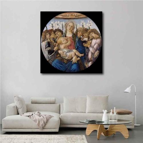 Πίνακας σε καμβά Sandro Botticelli - Madonna with Lillies and Eight Angels - 1478 80x80 Τελαρωμένος καμβάς σε ξύλο με πάχος 2cm
