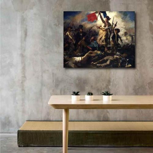 Πίνακας σε καμβά Eugène Delacroix - Liberty Leading the People - 1830 139x110 Τελαρωμένος καμβάς σε ξύλο με πάχος 2cm