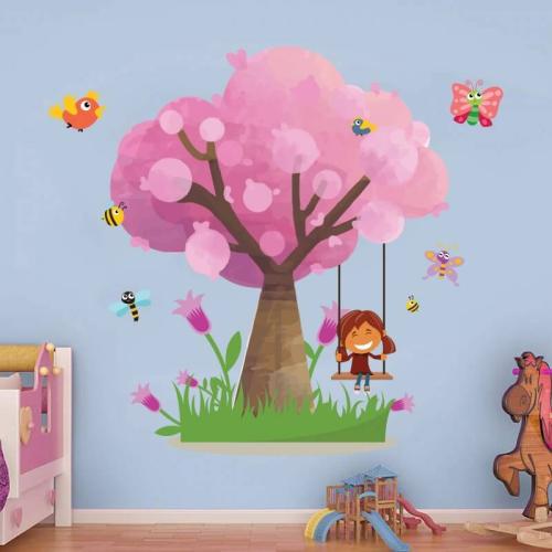 Αυτοκόλλητα τοίχου Δέντρο με κοριτσάκι 30x60 Αυτοκόλλητα τοίχου