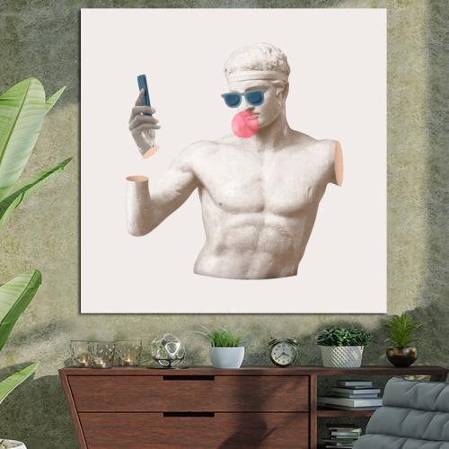 Πίνακας σε καμβά Acient Greek Sculture in Social Media 100x100 Τελαρωμένος καμβάς σε ξύλο με πάχος 2cm