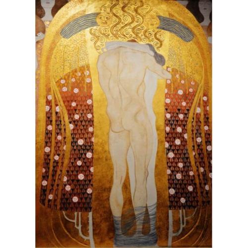Πίνακας σε καμβά του Klimt Hug 80x120 Τελαρωμένος καμβάς σε ξύλο με πάχος 2cm
