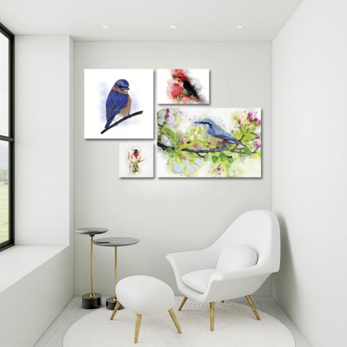 Τετράπτυχος πίνακας Birdwatching 150x100 Τελαρωμένος καμβάς σε ξύλο με πάχος 2cm