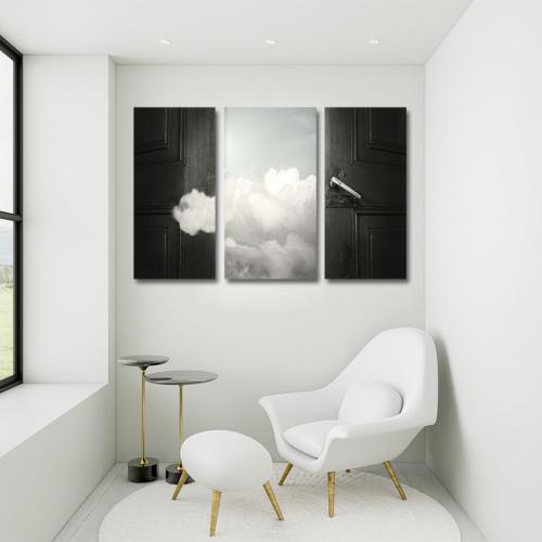 Τρίπτυχος πίνακας Πόρτα στον ουρανό 100x70 Τελαρωμένος καμβάς σε ξύλο με πάχος 2cm