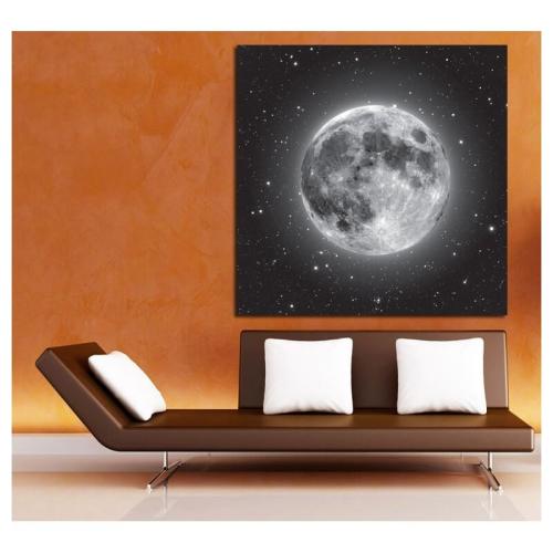 Πίνακας σε καμβά με ασπρόμαυρη σελήνη 30x30 Τελαρωμένος καμβάς σε ξύλο με πάχος 2cm