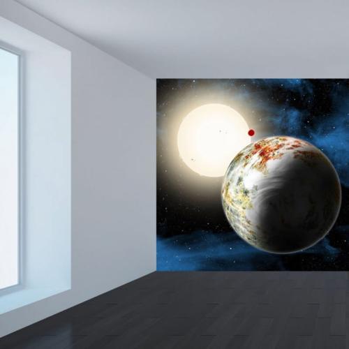 Ταπετσαρία τοίχου Ήλιος γη και φεγγάρι 160x160 Βινύλιο