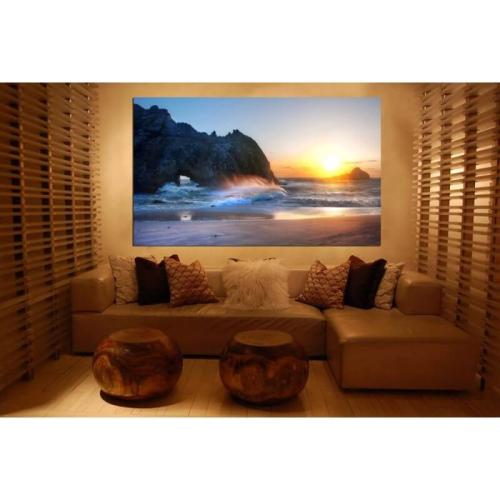 Πίνακας σε καμβά με βραχώδη παραλία το σούρουπο 110x165 Τελαρωμένος καμβάς σε ξύλο με πάχος 2cm