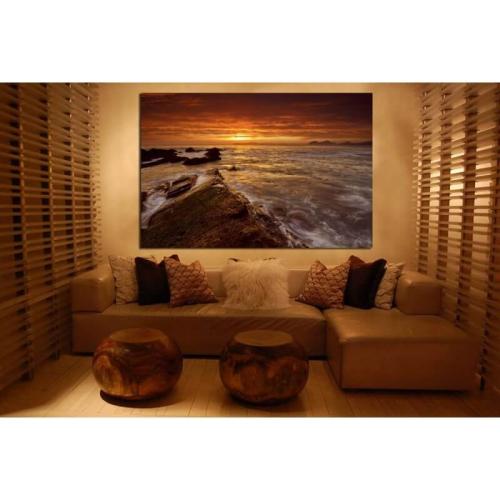Πίνακας σε καμβά με ηλιοβασίλεμα στη Σκωτία 110x165 Τελαρωμένος καμβάς σε ξύλο με πάχος 2cm