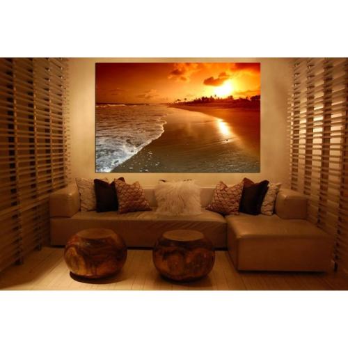 Πίνακας σε καμβά με θέα το ηλιοβασίλεμα 100x150 Τελαρωμένος καμβάς σε ξύλο με πάχος 2cm