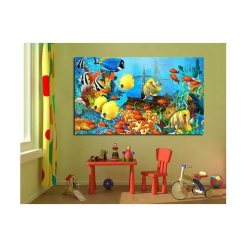 Πίνακας σε καμβά με τροπικά ψάρια 40x64 Τελαρωμένος καμβάς σε ξύλο με πάχος 2cm