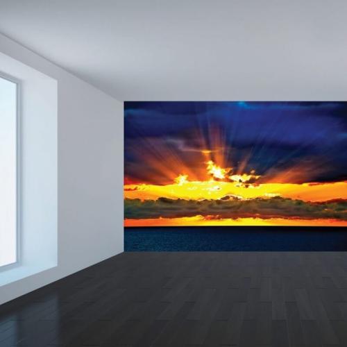 Ταπετσαρία με συννεφιασμένο ηλιοβασίλεμα 160x90 Ύφασμα