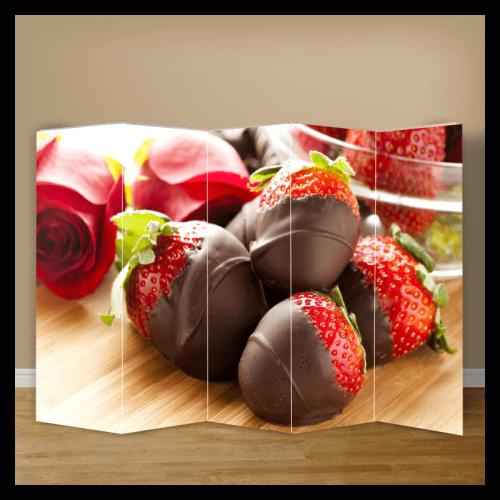 Παραβάν με σοκολατένιες φράουλες 80x200 Μουσαμά Δύο όψεις