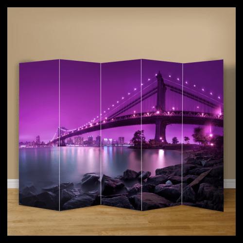 Παραβάν Γέφυρα στη Νέα Υόρκη 120x180 Μουσαμά Δύο όψεις