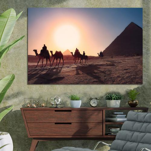 Πίνακας σε καμβά camel ride in Egypt 120x180 Τελαρωμένος καμβάς σε ξύλο με πάχος 2cm