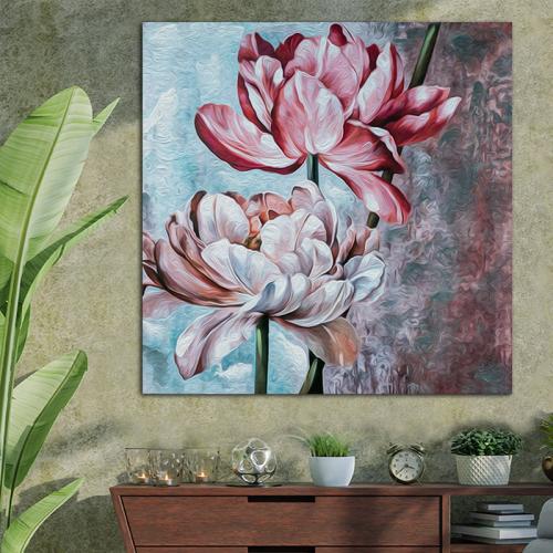 Πίνακας σε καμβα με Λουλούδια 1 120x120 Τελαρωμένος καμβάς σε ξύλο με πάχος 2cm
