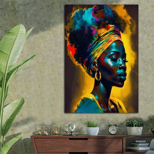 Πίνακας σε καμβα pop art african woman 110x162 Τελαρωμένος καμβάς σε ξύλο με πάχος 2cm