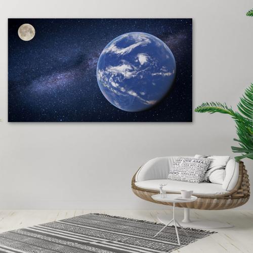 Πίνακας σε καμβά Γη και Φεγγάρι 124x70 Τελαρωμένος καμβάς σε ξύλο με πάχος 2cm