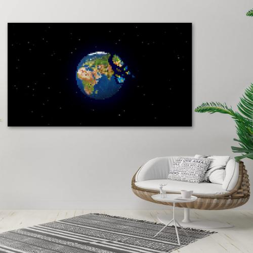 Πίνακας σε καμβά Γη σε Πίξελ 213x120 Τελαρωμένος καμβάς σε ξύλο με πάχος 2cm