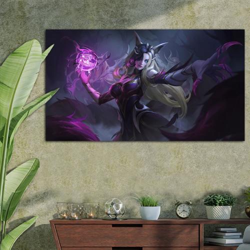 Πίνακας σε καμβά με Ahri league of legends Art 160x90 Τελαρωμένος καμβάς σε ξύλο με πάχος 2cm