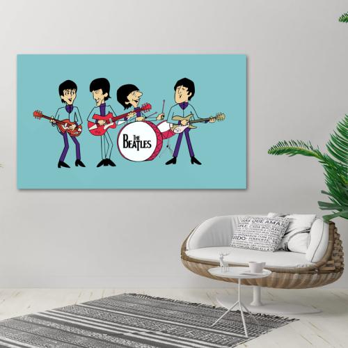 Πίνακας σε καμβά The Beatles Cartoon 136x80 Τελαρωμένος καμβάς σε ξύλο με πάχος 2cm