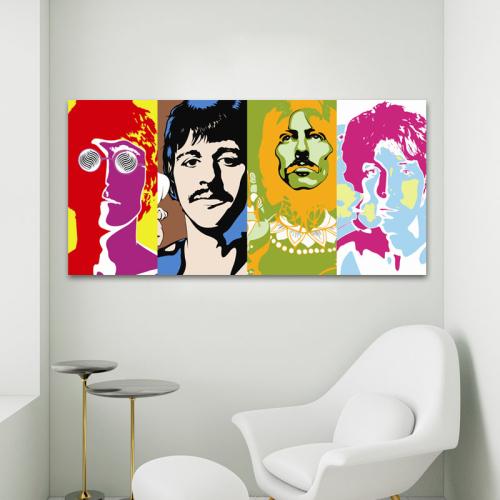 Πίνακας σε καμβά The Beatles Collage 183x90 Τελαρωμένος καμβάς σε ξύλο με πάχος 2cm