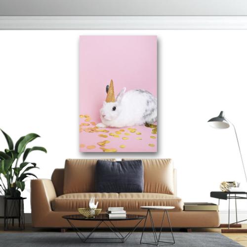 Πίνακας σε καμβά Party Rabbit 2 120x80 Τελαρωμένος καμβάς σε ξύλο με πάχος 2cm