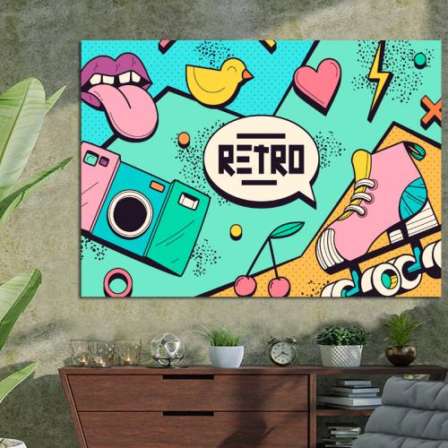 Πίνακας σε καμβά Pop art Retro 135x90 Τελαρωμένος καμβάς σε ξύλο με πάχος 2cm