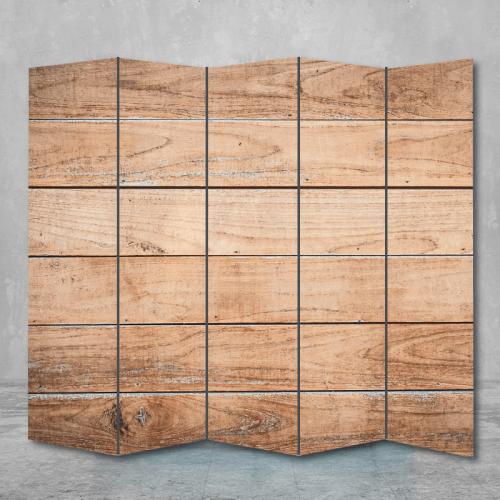 Παραβάν με ξύλινες σανίδες 120x180 Ύφασμα Δύο όψεις
