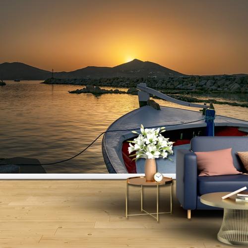 Ταπετσαρία τοίχου Βόλτα με βάρκα στα ελληνικά νερά 180x120 Ύφασμα