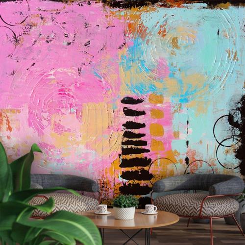 Ταπετσαρία τοίχου Abstract Ροζ και Μπλε 250x220 Ύφασμα