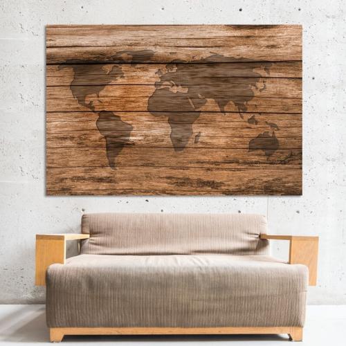 Πίνακας σε καμβά Χάρτης σε Ξύλο 150x100 Τελαρωμένος καμβάς σε ξύλο με πάχος 2cm
